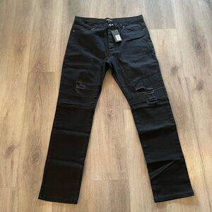 Zanerobe sz 36 black distressed denim pantss